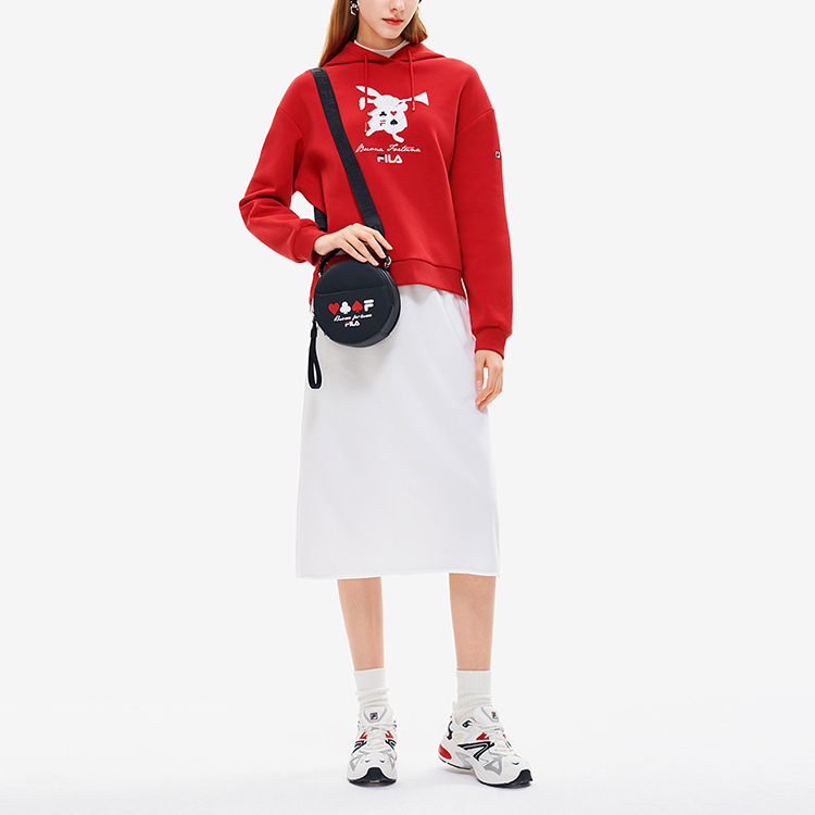 Shop (W) FILA Logo印花針織連帽衫 - 熱烈紅 F11W218209FRD