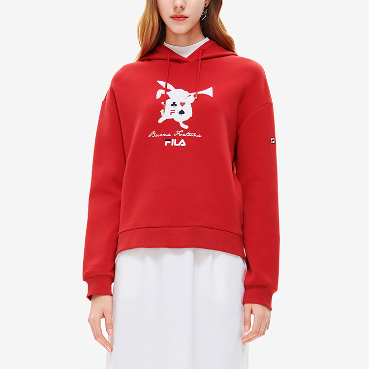 Purchase (W) FILA Logo印花針織連帽衫 - 熱烈紅 F11W218209FRD
