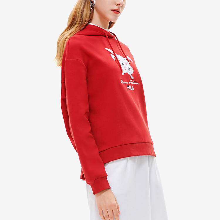 Details for (W) FILA Logo印花針織連帽衫 - 熱烈紅 F11W218209FRD