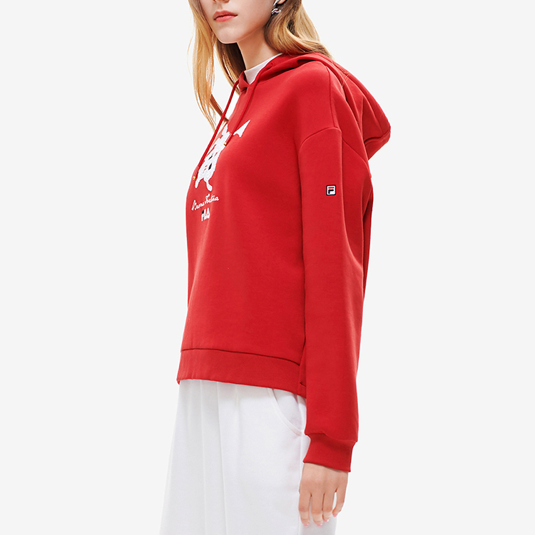 Sizing (W) FILA Logo印花針織連帽衫 - 熱烈紅 F11W218209FRD