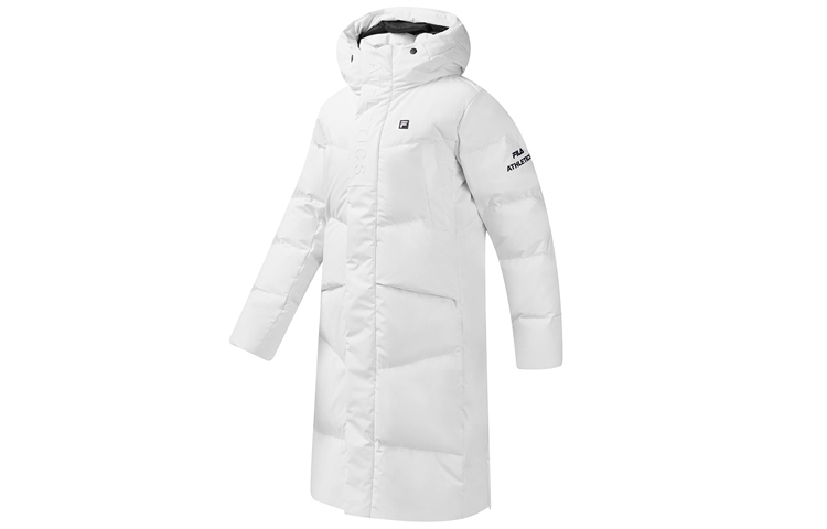 (Women) FILA Long Thick Down Jacket with Hood Winter Jade White A11W041931F-WT