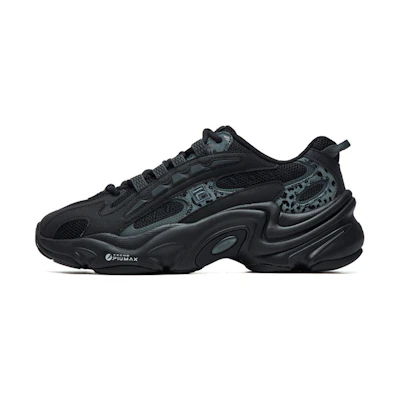 (W) FILA Low-Top Running Shoes Leopard Print For Black/Green