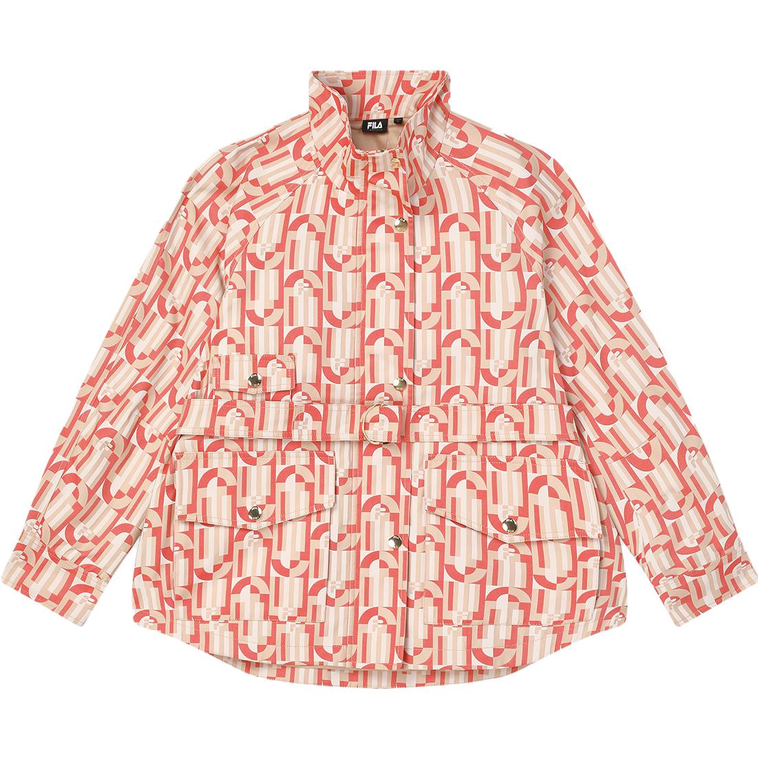 (Women) FILA Multi-Pocket Sport Jacket Full Print Stand Collar Red F11W344701F-RD