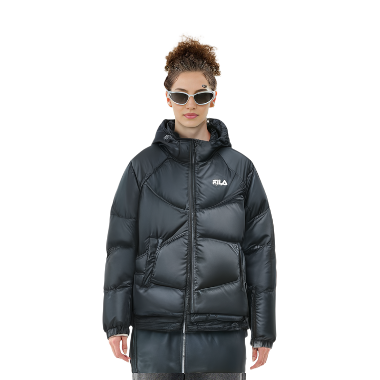 (Women) FILA Original  Black Down Jacket Hoodie - Simple, Warm, and Loose Fit F11W349923F-BK 圖 4