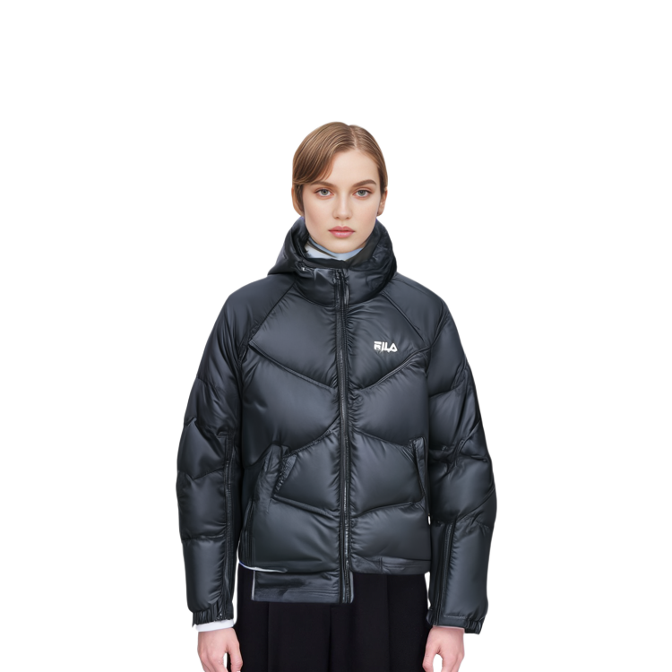(Women) FILA Original  Black Down Jacket Hoodie - Simple, Warm, and Loose Fit F11W349923F-BK 圖 5
