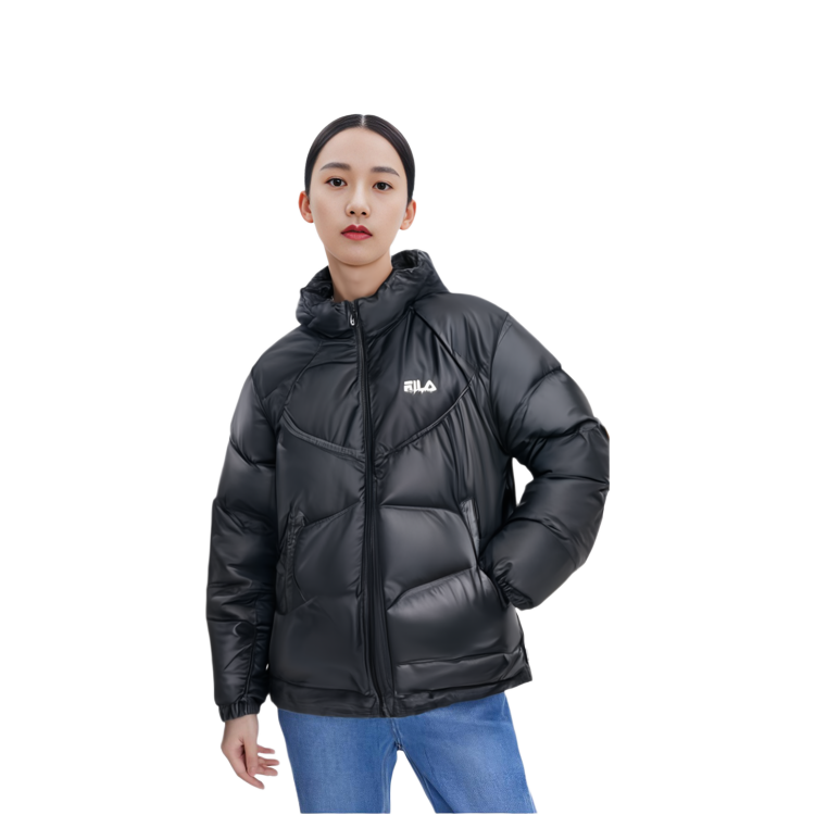 (Women) FILA Original  Black Down Jacket Hoodie - Simple, Warm, and Loose Fit F11W349923F-BK 圖 6