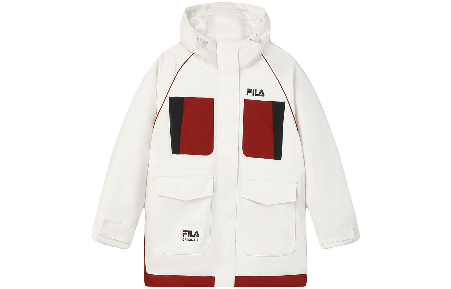 (Women) FILA ORIGINALE  Colorblock Hooded Logo Parka Down Jacket - Cloud White F11W349905FWT