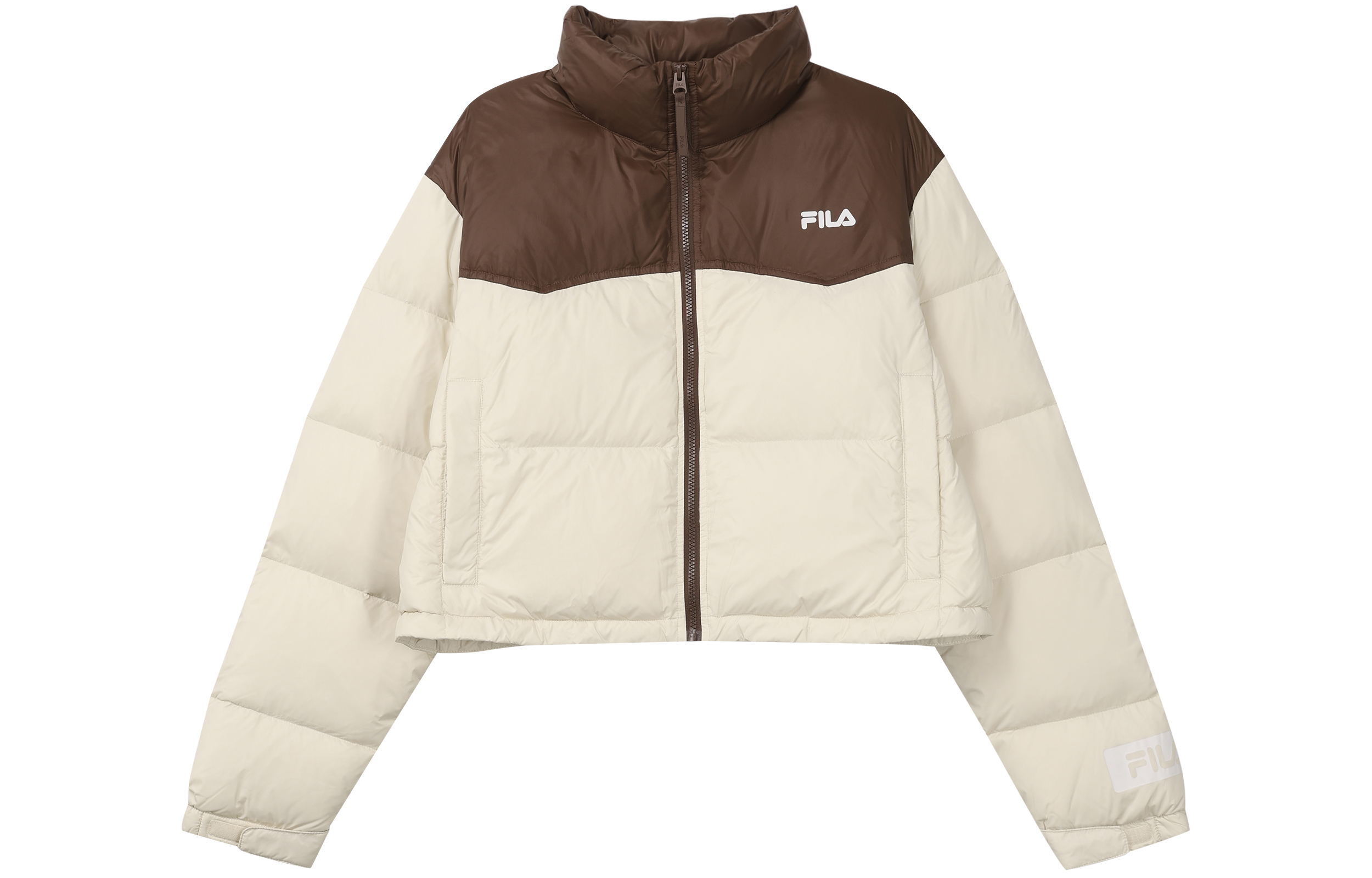 Order (W) FILA ORIGINALE カラーブロックロゴ ウインドプルーフ ダウンジャケット ベージュ. F51W349901F-BG
