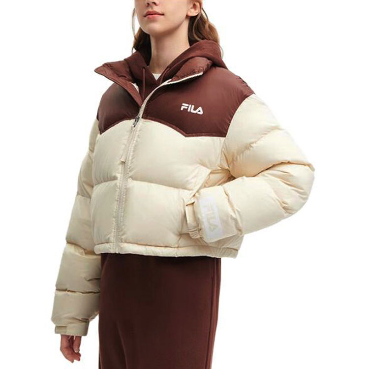 Purchase (W) FILA ORIGINALE カラーブロックロゴ ウインドプルーフ ダウンジャケット ベージュ. F51W349901F-BG