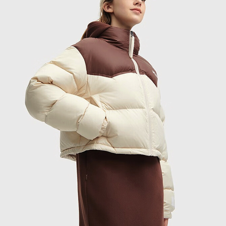 Details for (W) FILA ORIGINALE カラーブロックロゴ ウインドプルーフ ダウンジャケット ベージュ. F51W349901F-BG