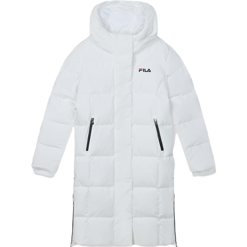 (Women) FILA ORIGINALE  Long White Down Jacket Casual Loose Hoodie Style F11W349924F-WT