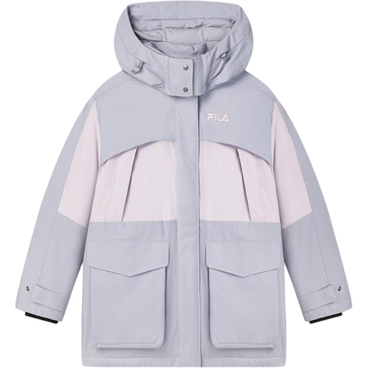 (Women) FILA Originale  Water-Resistant Hooded Puffer Jacket Gray Colorblock. F51W449903F-GY
