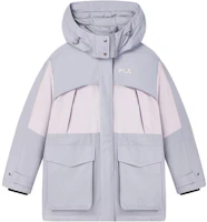 (Women) FILA Originale Water-Resistant Hooded Puffer Jacket Gray Colorblock. F51W449903F-GY (Women) FILA Originale Water-Resistant Hooded Puffer Jacket Gray Colorblock. F51W449903F-GY