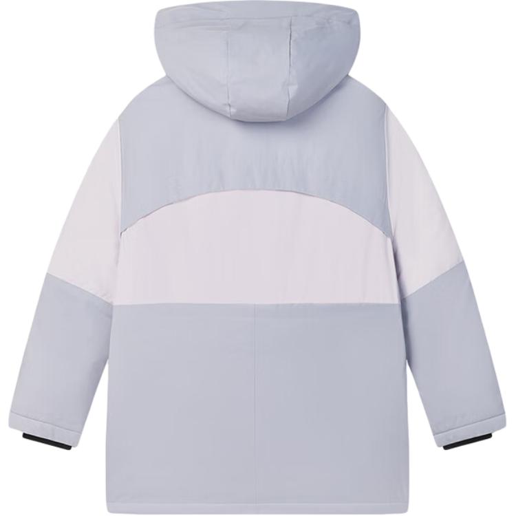 Lookbook (W) FILA Originale Jaket Puffer Tahan Air Hoodie Abu-Abu Colorblock. F51W449903F-GY