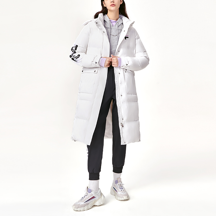 (Women) FILA ORIGINALE Embroidered Logo White Down Hooded Winter Jacket. F11W149909FWT 圖 4