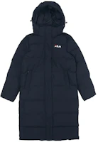 (Women) FILA Originale Mid-Length Windproof Down Jacket Blue F11W048956FNV (Women) FILA Originale Mid-Length Windproof Down Jacket Blue F11W048956FNV