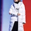 Sizing (Women) FILA Originale White Mid-Length Hooded Down Jacket with Logo Print F51W048940FWT