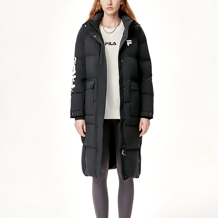 (Women) FILA ORIGINALE Winter Black Embroidered Logo Long Down Jacket. F11W149909FBK 圖 4