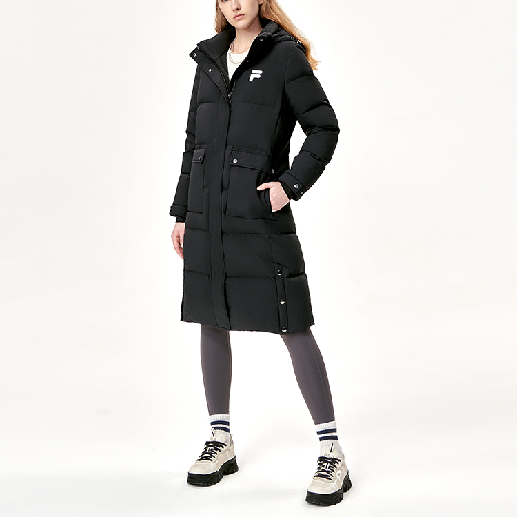 (Women) FILA ORIGINALE Winter Black Embroidered Logo Long Down Jacket. F11W149909FBK 圖 7