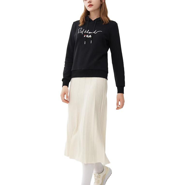 Shop (W) Sudadera con Capucha FILA Oversize Negra con Letras Grandes. F11W118232F-BK