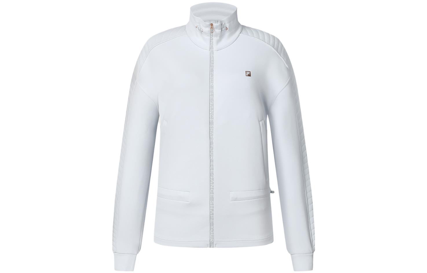 (Women) FILA Plain Stand Collar Knitted Fitness Jacket - Ash Blue A11W411508F-LB