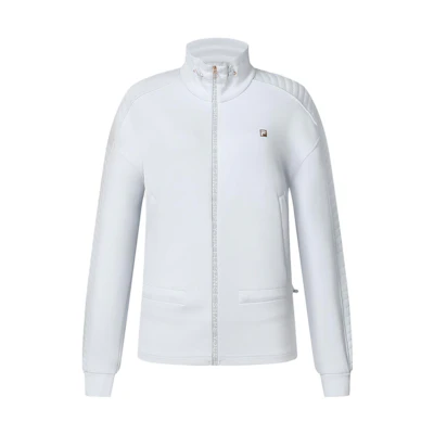 (Women) FILA Plain Stand Collar Knitted Fitness Jacket - Ash Blue A11W411508F-LB