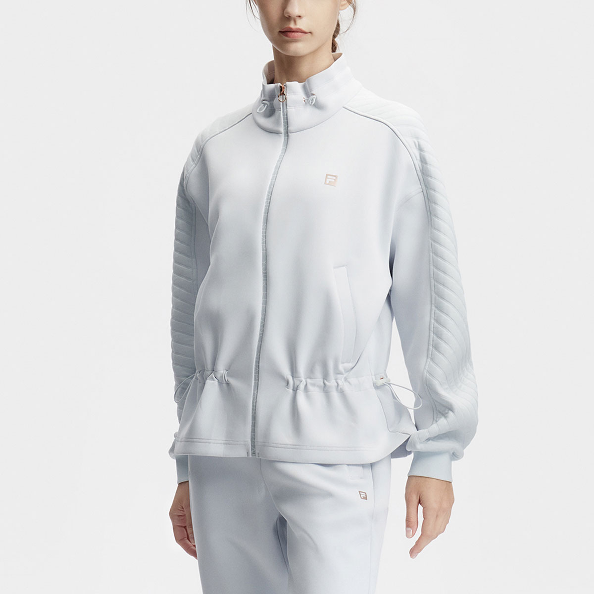 (Women) FILA Plain Stand Collar Knitted Fitness Jacket - Ash Blue A11W411508F-LB 圖 4