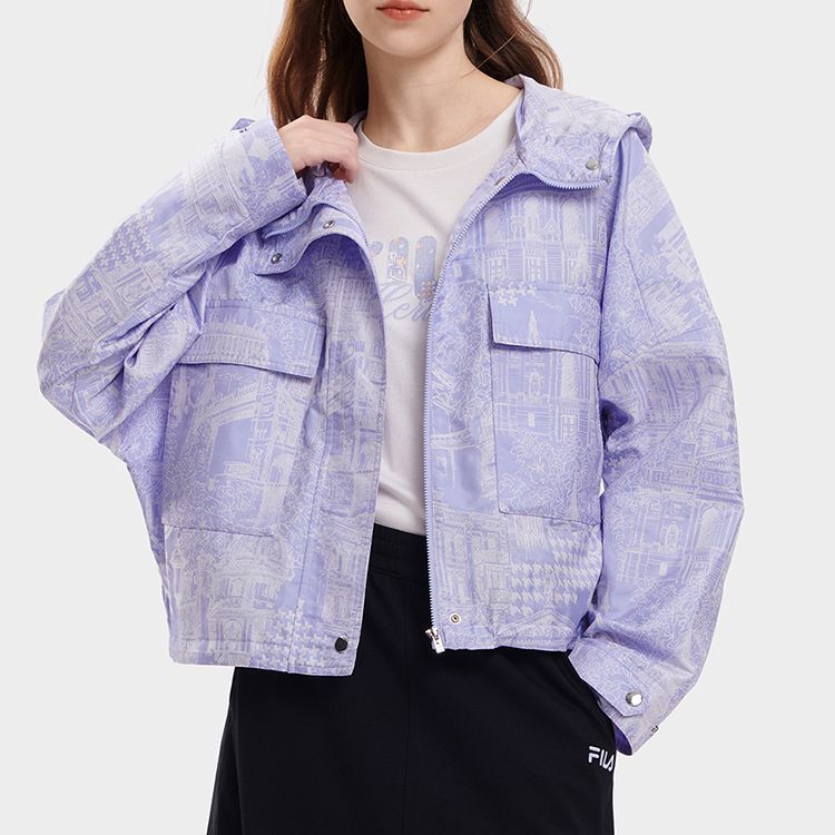 (Women) FILA Printed Loose-Fit Hooded Woven Casual Jacket Autumn Style Retro F11W338702FZA 圖 5
