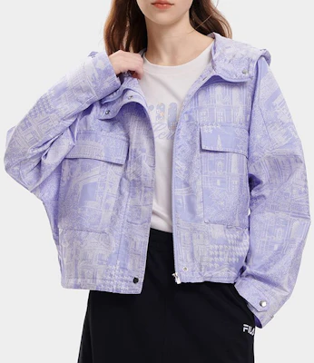 (W) FILA 印花宽松连帽休闲夹克 秋季复古风格 F11W338702FZA Purchase (W) FILA 印花宽松连帽休闲夹克 秋季复古风格 F11W338702FZA