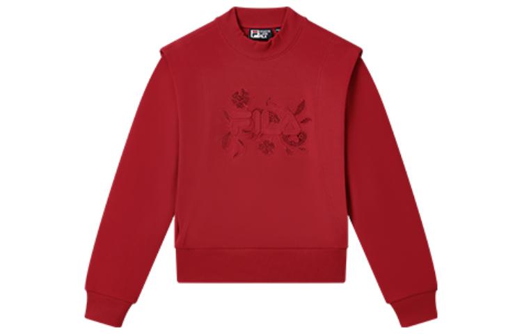(Women) FILA Pullover Sweatshirt Embroidered Logo - Hot Red F11W318204FRD