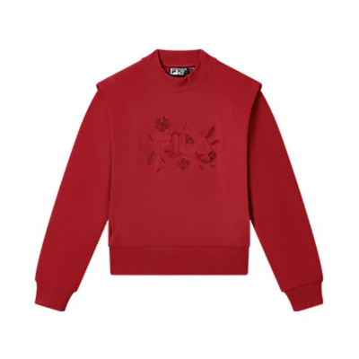 (Women) FILA Pullover Sweatshirt Embroidered Logo - Hot Red F11W318204FRD