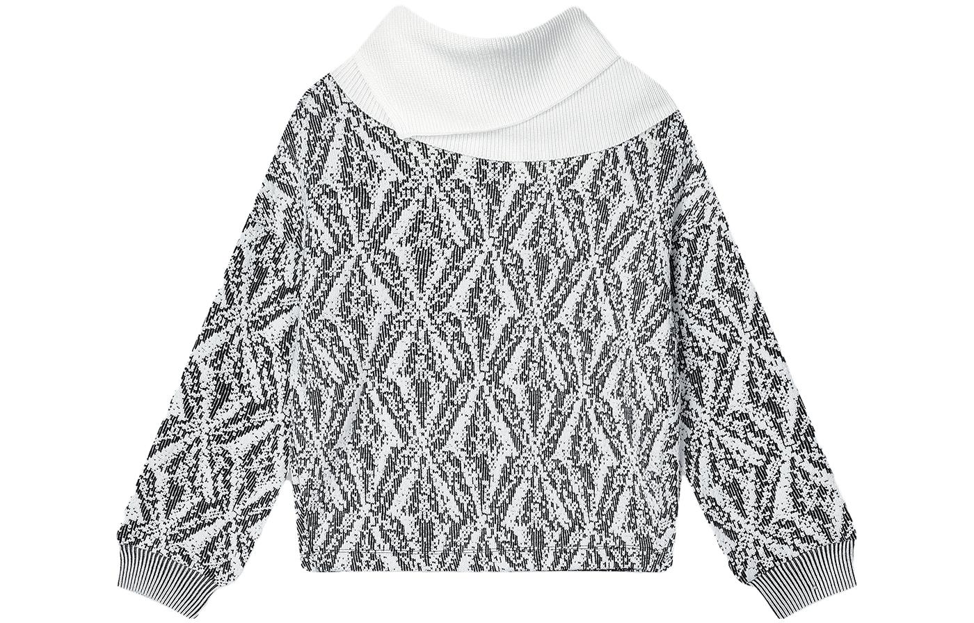 (Women) FILA Pullover Sweatshirt with Patchwork and All-Over Print Design F11W344203F-ZA