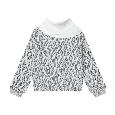 (Women) FILA Pullover Sweatshirt with Patchwork and All-Over Print Design F11W344203F-ZA