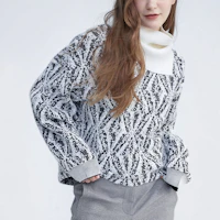 Details for (Women) FILA Pullover Sweatshirt with Patchwork and All-Over Print Design F11W344203F-ZA