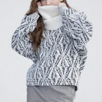 Sizing (Women) FILA Pullover Sweatshirt with Patchwork and All-Over Print Design F11W344203F-ZA