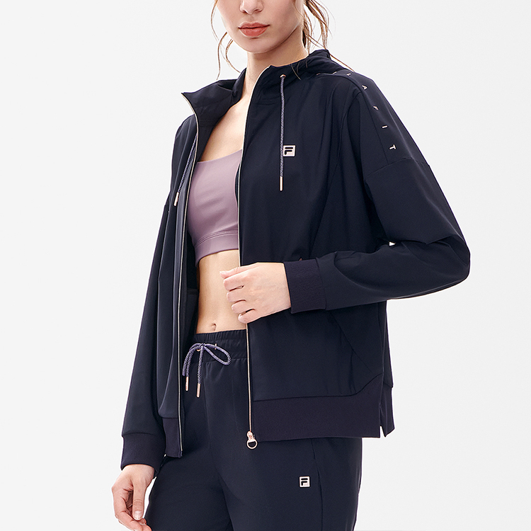 (Women) FILA Pure Color Logo Hooded Knit Jacket - Royal Blue A11W231504F-NV 圖 7