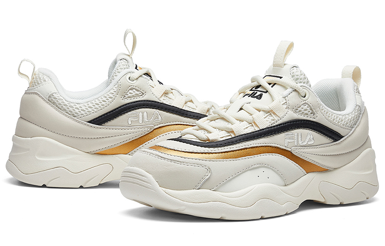 (W) FILA Ray VNTG Low Running Shoes White/Gold 圖 4