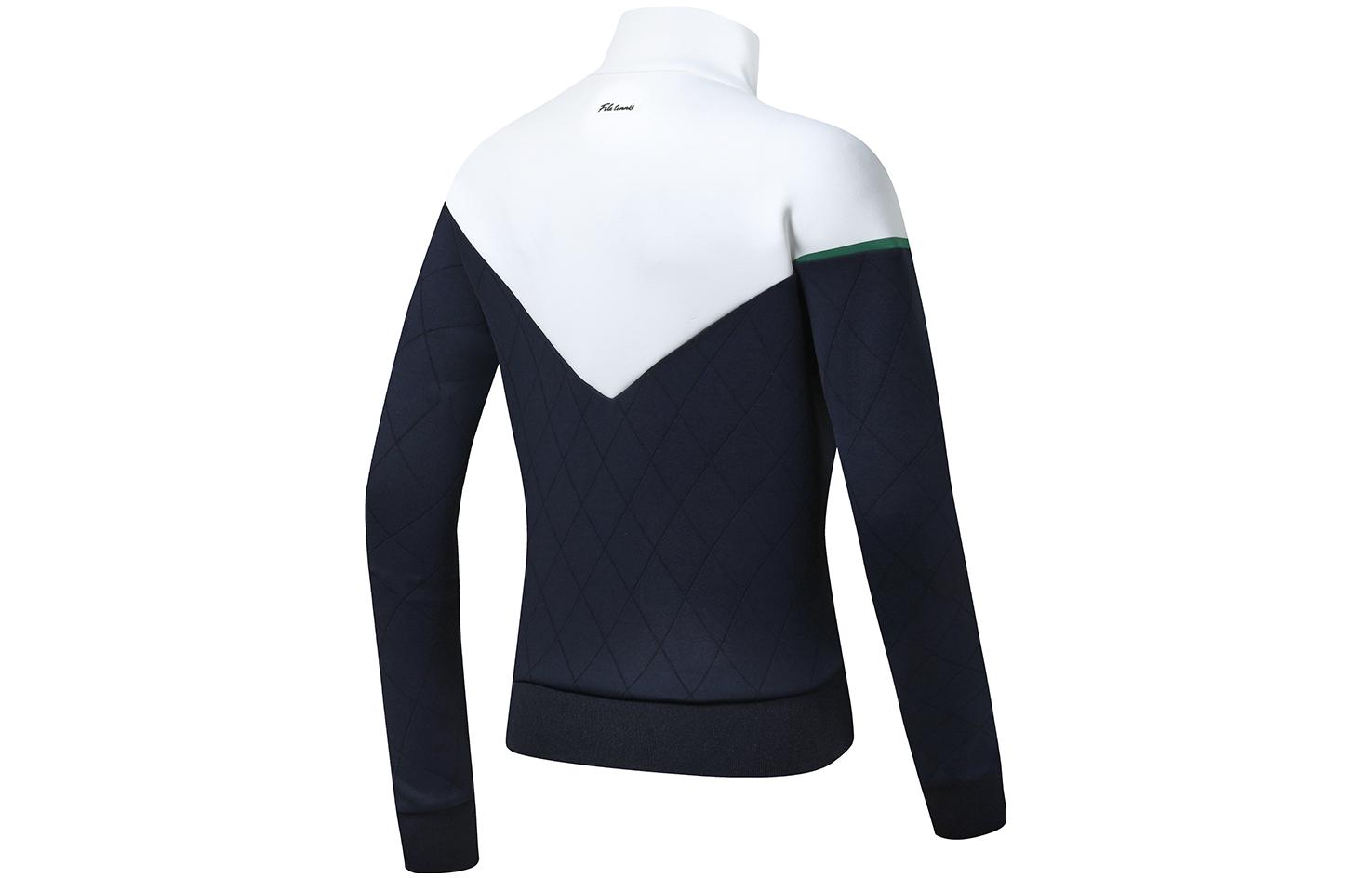 (Women) FILA Retro Colorblock Tennis Knitted Jacket with Stand Collar A11W313501F-NV 圖 3