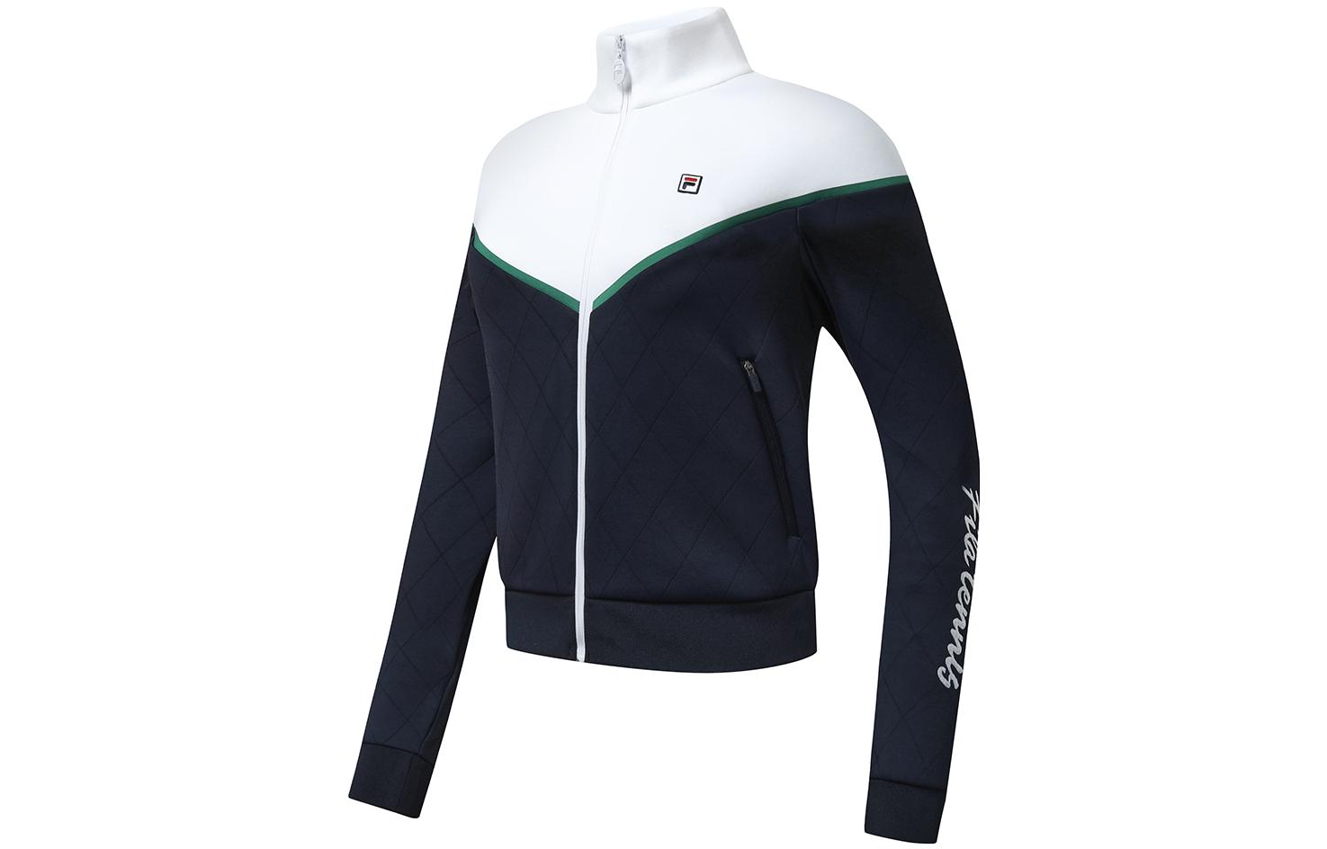 (Women) FILA Retro Colorblock Tennis Knitted Jacket with Stand Collar A11W313501F-NV 圖 4