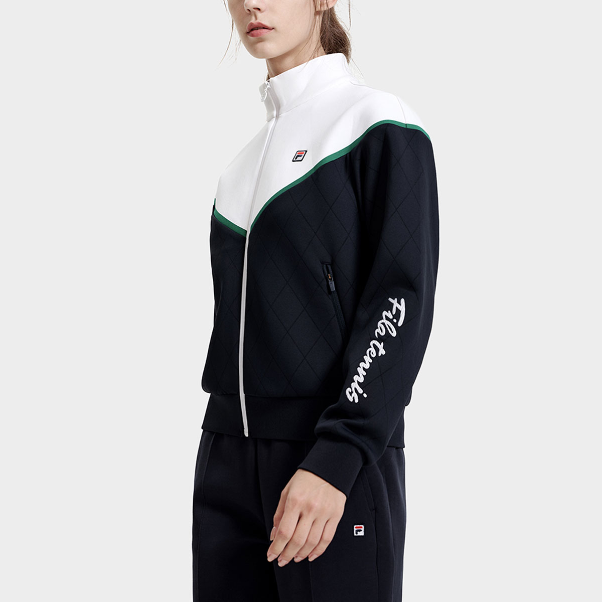 (Women) FILA Retro Colorblock Tennis Knitted Jacket with Stand Collar A11W313501F-NV 圖 7