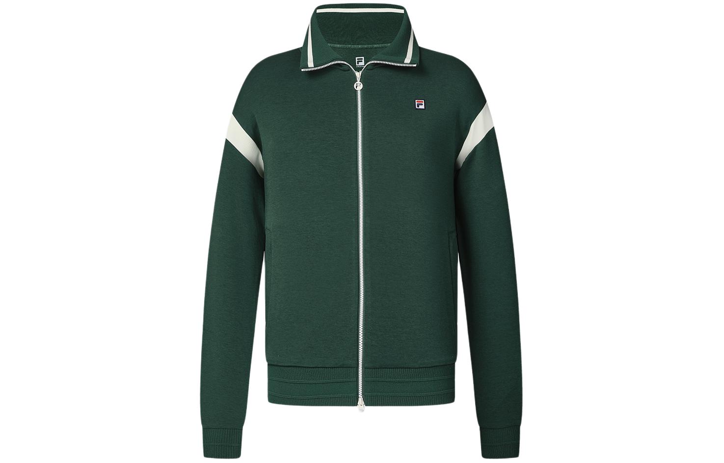 (Women) FILA Retro Tennis Knit Jacket in Green with Contrast Color Design A11W413504F-GN
