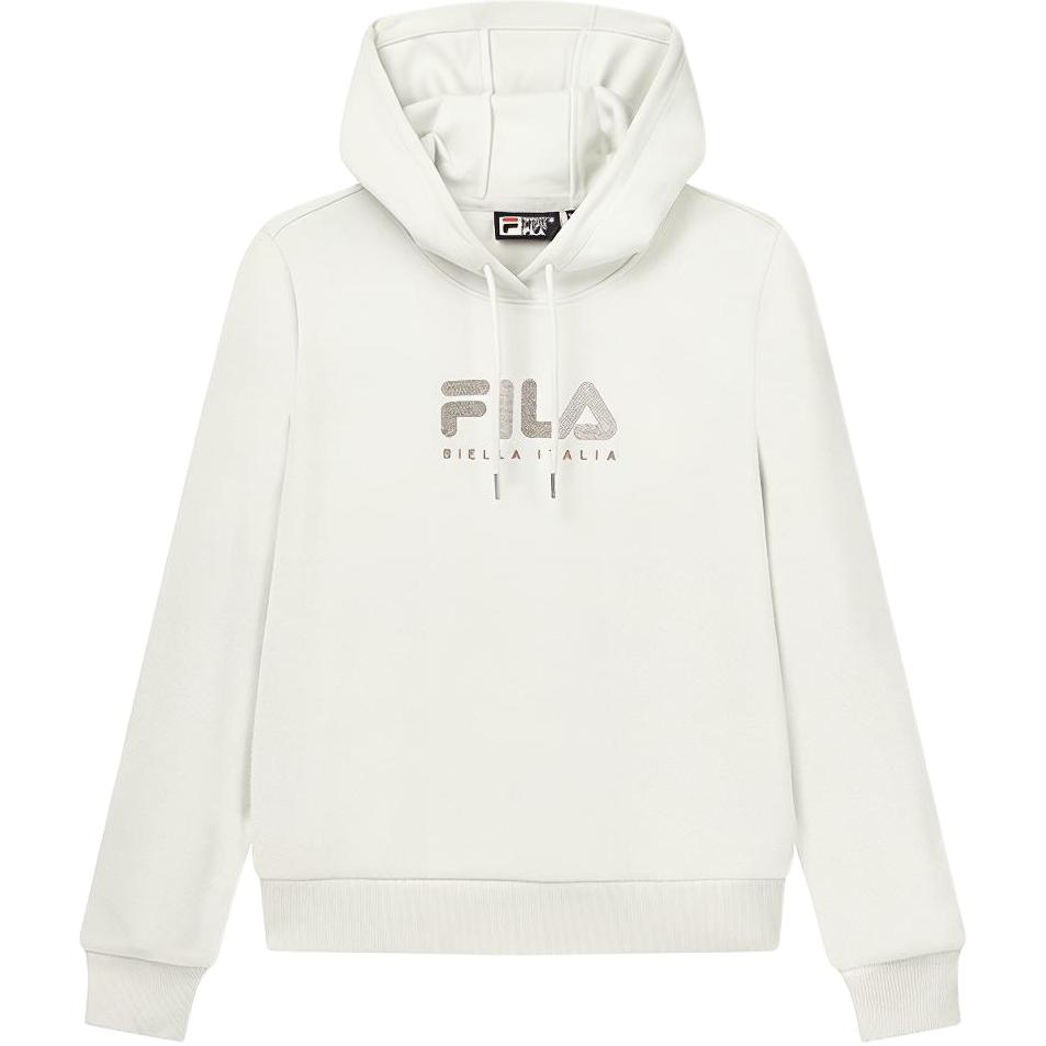 (Women) FILA Rhinestone Logo Pullover Hoodie Cloud Mushroom White F11W147209F-WT