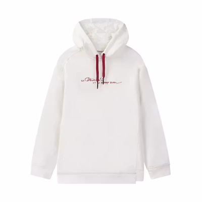 (Women) FILA Ruffled Contrast Loose Knit Hoodie Pullover - White F11W046201F-IV