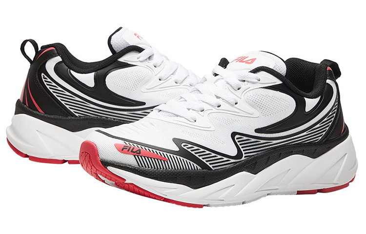 Shop FILA斐樂 運動舒適 低幫 跑步鞋 女款 白黑