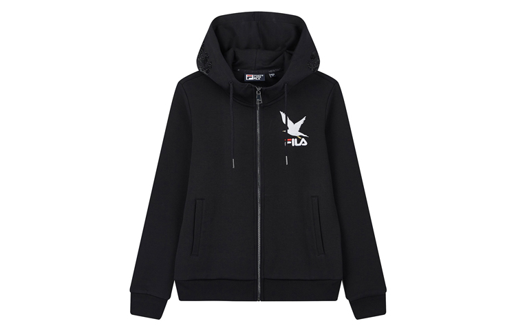 (Women) FILA Seagull Print Knitted Hoodie Jacket Black F11W018505FBK