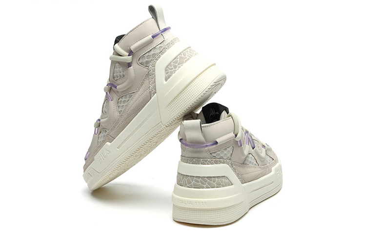 Lookbook FILA斐樂 減震防滑 高幫 復古籃球鞋 女款 燕麥色