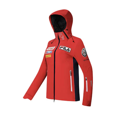 (Women) FILA SKI Series Red Waterproof Insulated Hooded Ski Jacket. A11W346921F-RD