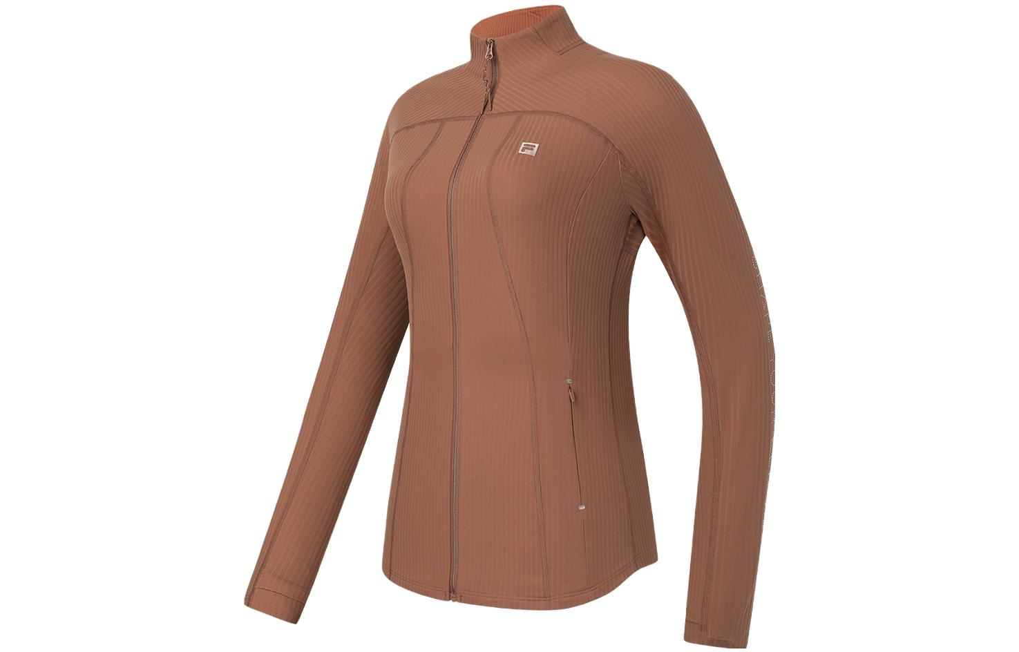 (Women) FILA Solid Color Fitness Knit Jacket Brick Brown A11W341502F-BN 圖 4