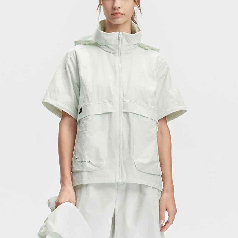 (Women) FILA Solid Color Hooded Woven Sports Jacket Light Green A11W417705F-LG 圖 4