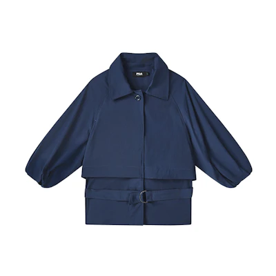 (Women) FILA Solid Color Single-Breasted Jacket Tahoe Blue Long Sleeve F11W324703F-DB